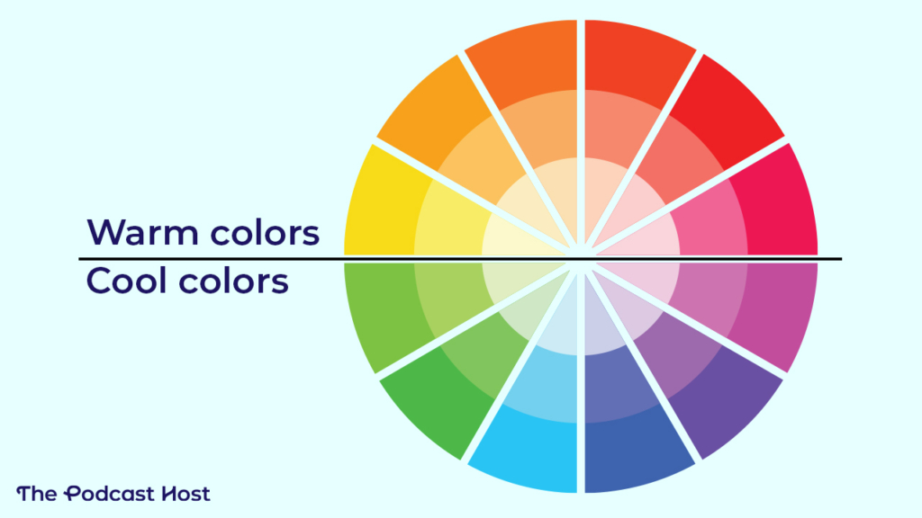 Knowing the difference between warm and cool colours makes it easier to make your podcast cover art.