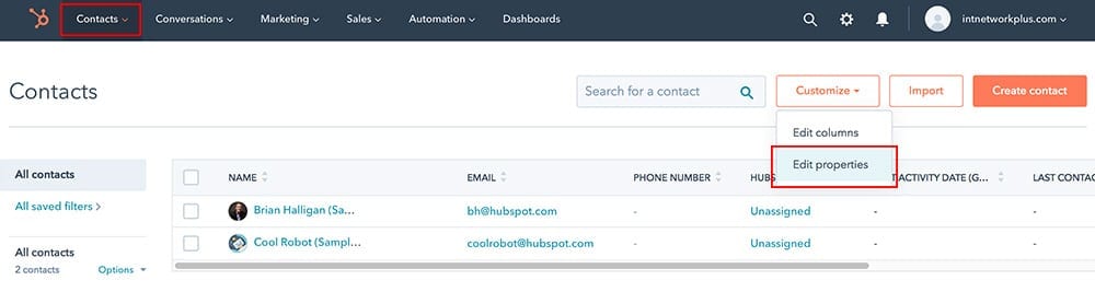 Creating properties in the HubSpot system for collecting an information about a podcast guest