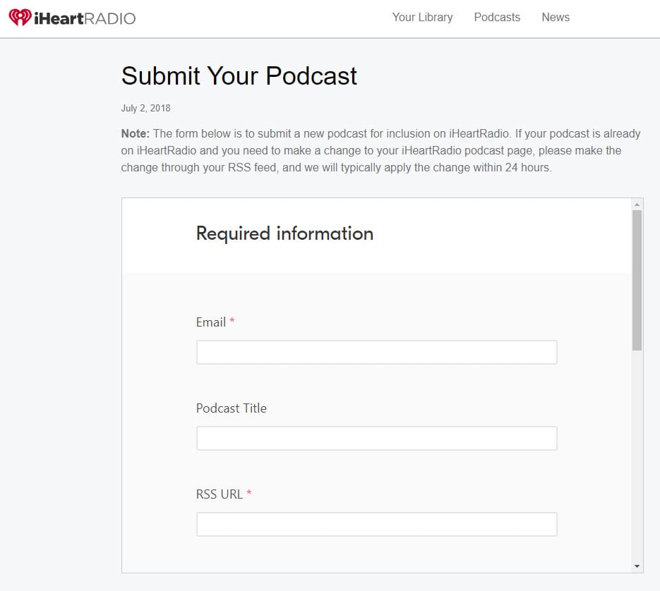 iheartradio podcast submission