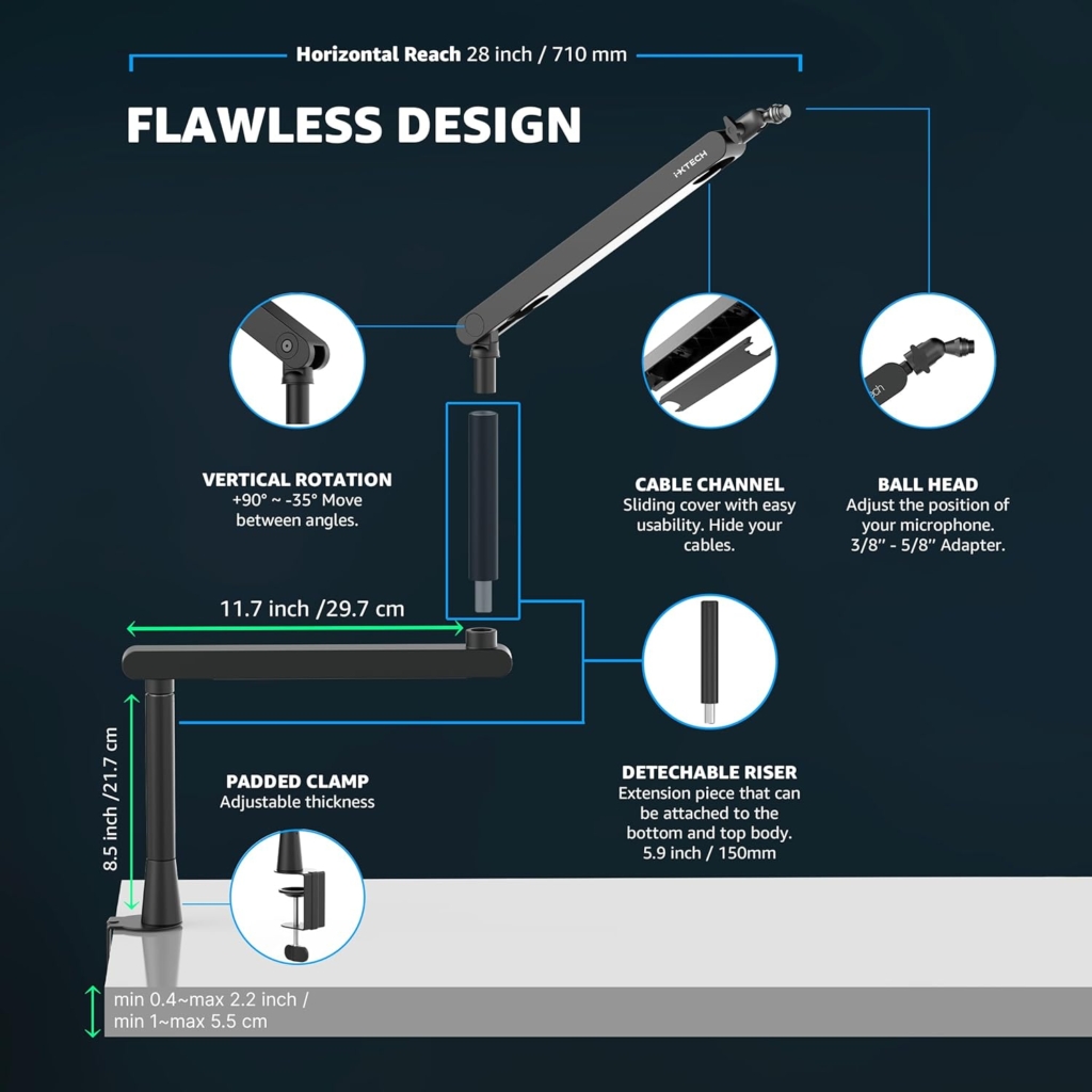 the I-XTECH Lizard low-profile boom arm