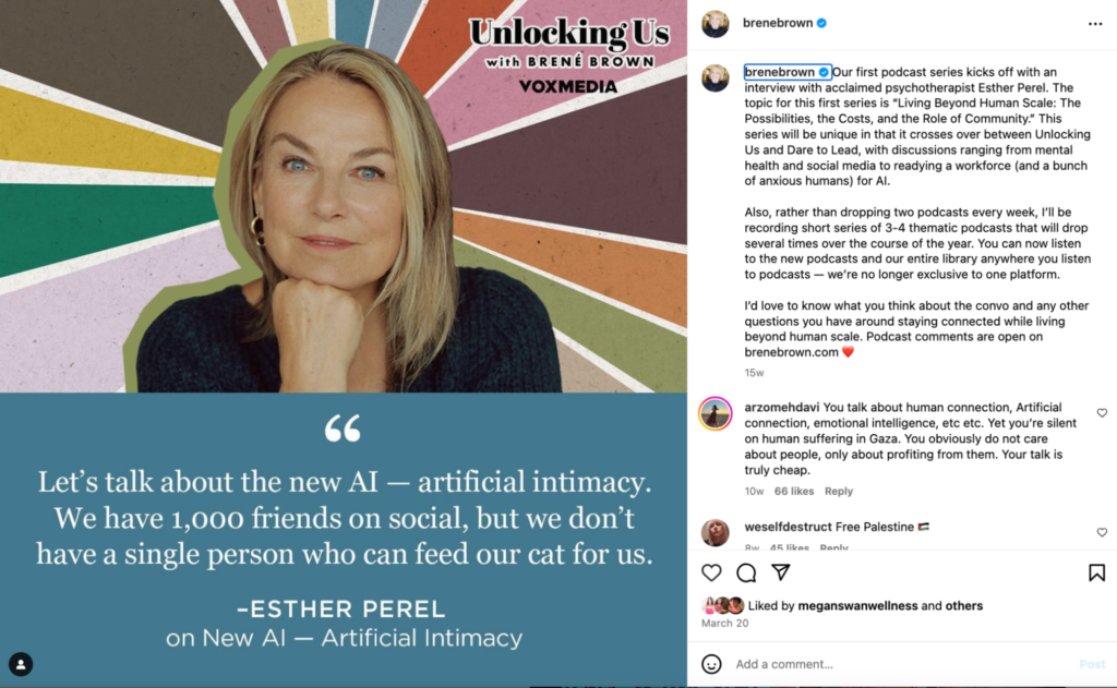 Brene Brown on Instagram. What's the Best Social Media Platform for Your Podcast?