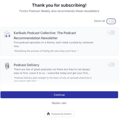 Here's a sample of the page that Beehiiv displays after someone signs up.  