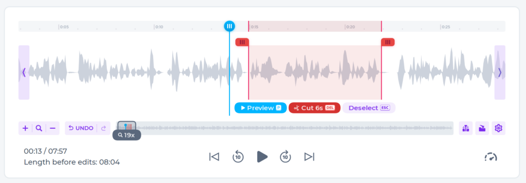 the alitu podcast editor, with a cut