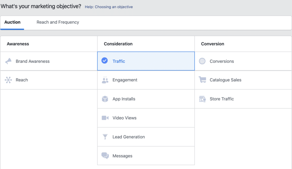 Facebook ads: What's your marketing objective?