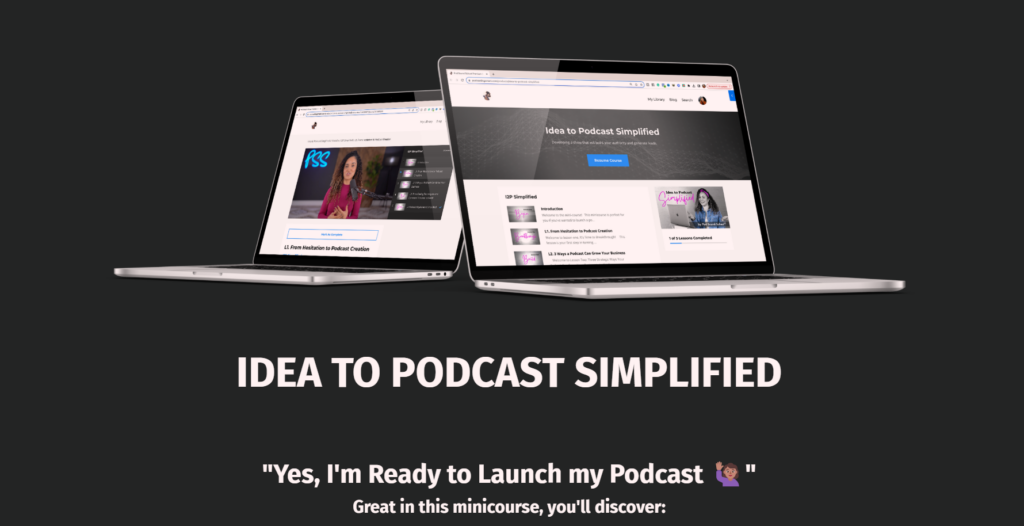 pod sound school's podcasting course, screenshot of home page