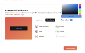 Podcast.co's embeddable subscribe button