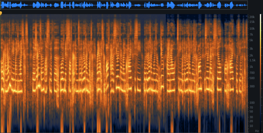 spectrogram of a de-noise vs raw recording