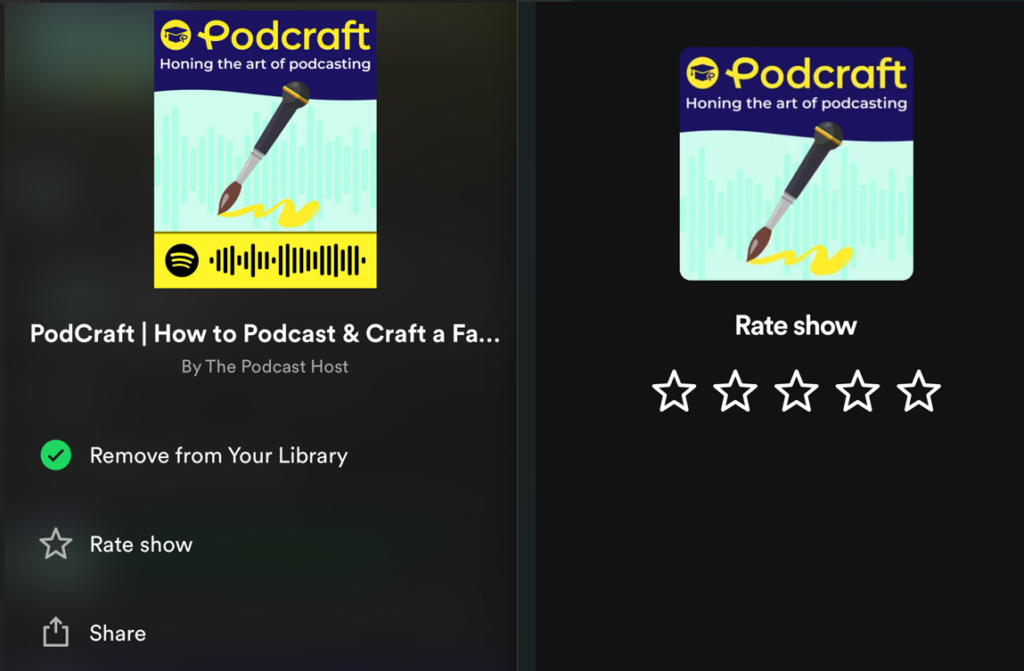 rating a podcast on Spotify