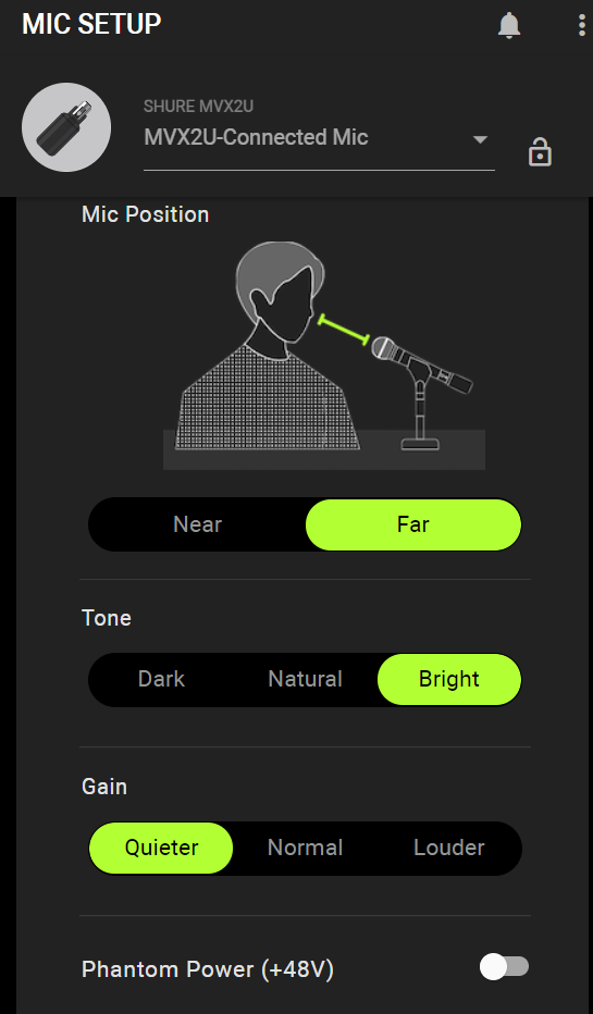 ShurePlus Motiv Desktop Auto settings