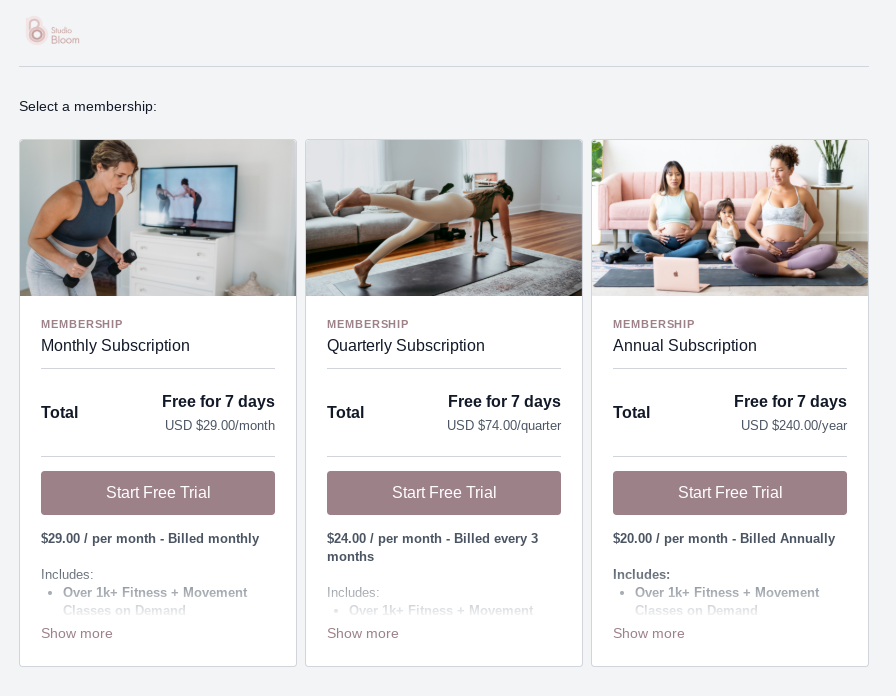 The Bloom Method memberships