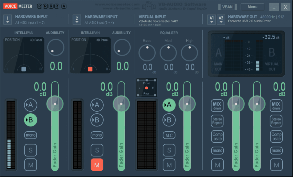record with 2 usb microphones through voicemeeter