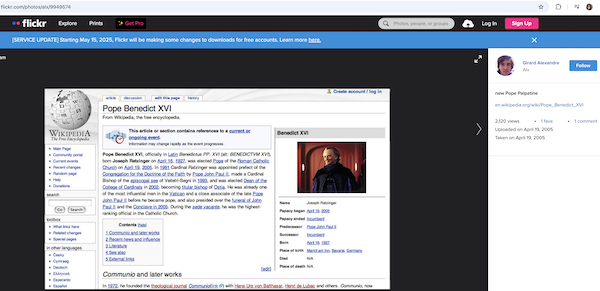 Boring podcast topics make great podcast episodes when you know how to research them properly. Here's a screenshot of the Wikipedia page for Pope Benedict XVI, edited by a user to include a picture of actor Ian McDiarmid as Emperor Palpatine.
